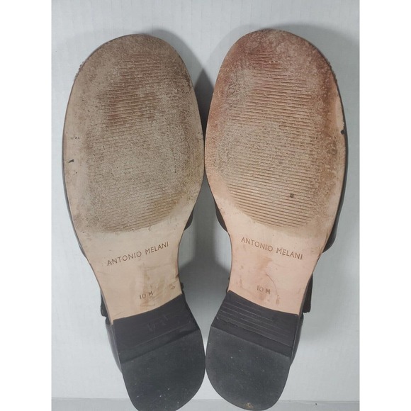 Antonio Milani Leather Slip On Flats Size 10 Criss Cross Strap Colorblock Brown - Picture 10 of 11